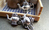 Accessories - 20 Pcs Of Antique Silver Half Teapot Charms 15x21mm A1294