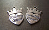 Accessories - 20 Pcs Of Antique Silver Heart Crown Charms 17x23mm A1321
