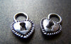Accessories - 20 Pcs Of Antique Silver Heart Lock Charms 11x17mm A2188