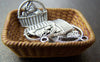 Accessories - 20 Pcs Of Antique Silver Kitten Cat In The Basket Charms 16mm A1181