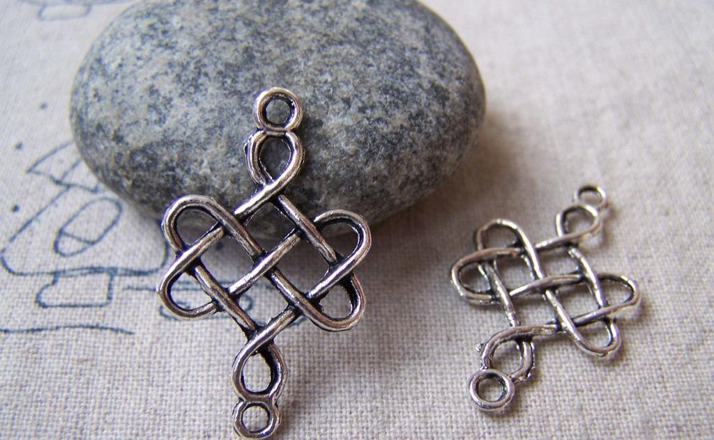 Accessories - 20 Pcs Of Antique Silver Lovely Chinese Knot Connector Charms 18x31mm A5637