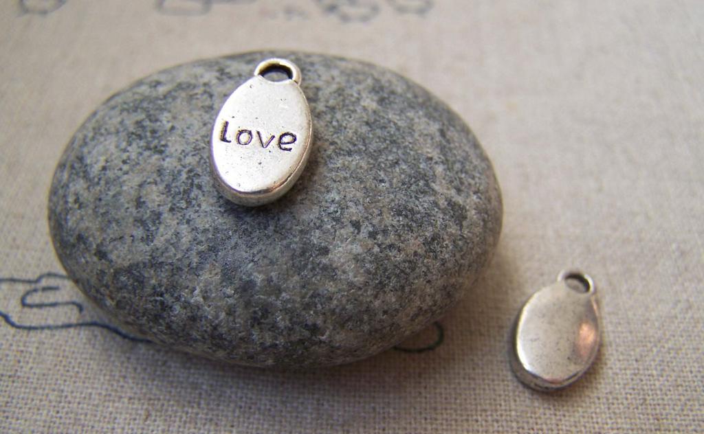 Accessories - 20 Pcs Of Antique Silver Oval Charms 8x15mm A3116