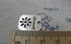 Accessories - 20 Pcs Of Antique Silver Rectangular Handmade Flower Charms 14x19mm A6693