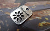 Accessories - 20 Pcs Of Antique Silver Rectangular Handmade Flower Charms 14x19mm A6693