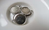 Accessories - 20 Pcs Of Antique Silver Round Base Settings Pendant Double Sided Match 12mm Cabochon A6885