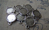 Accessories - 20 Pcs Of Antique Silver Round Cameo Base Setting Connector Match 10mm Cabochon A3225