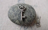 Accessories - 20 Pcs Of Antique Silver Skeleton Key Heart Key Charms 9x21mm A6455