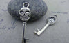 Accessories - 20 Pcs Of Antique Silver Skull Key Charms 8x28mm A1566