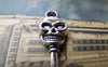 Accessories - 20 Pcs Of Antique Silver Skull Key Charms 8x28mm A1566