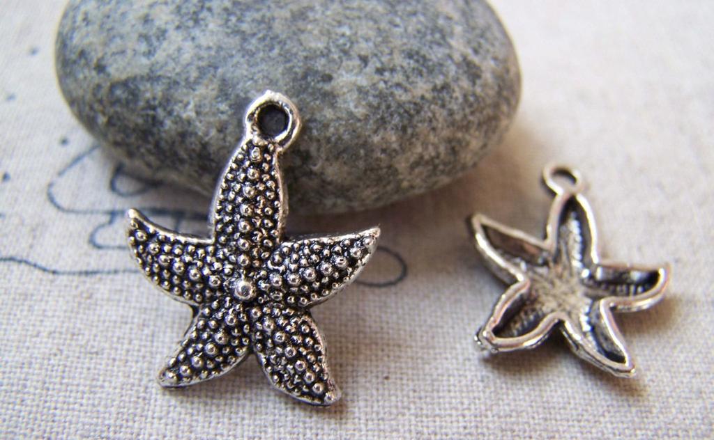 Accessories - 20 Pcs Of Antique Silver Starfish Charms 18x22mm A5781