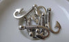 Accessories - 20 Pcs Of Antiqued Silver Fishing Hook Charms 15x30mm A6749