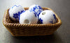 Accessories - 20 Pcs Of Hand Painted Chinese Blue Flower Ceramic Round Beads 12mm A1879