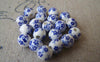 Accessories - 20 Pcs Of Hand Painted Chinese Blue Flower Ceramic Round Beads 6mm A565