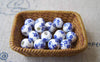 Accessories - 20 Pcs Of Hand Painted Chinese Blue Flower Ceramic Round Beads 6mm A565