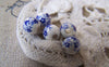 Accessories - 20 Pcs Of Hand Painted Chinese Blue Flower Ceramic Round Beads 6mm A565