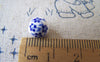 Accessories - 20 Pcs Of Hand Painted Chinese Blue Flower Ceramic Round Beads 8mm A566