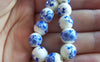 Accessories - 20 Pcs Of Hand Painted Chinese Blue Peony Flower Ceramic Round Beads 10mm A1862