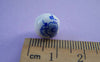 Accessories - 20 Pcs Of Hand Painted Chinese Blue Peony Flower Ceramic Round Beads 10mm A1862