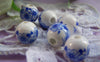 Accessories - 20 Pcs Of Hand Painted Chinese Blue Peony Flower Ceramic Round Beads 10mm A1862