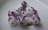 Accessories - 20 Pcs Of Hand Painted Chinese Purple Flower Ceramic Round Beads 10mm A1886