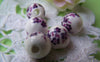 Accessories - 20 Pcs Of Hand Painted Chinese Purple Flower Ceramic Round Beads 10mm A1886