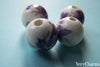 Accessories - 20 Pcs Of Hand Painted Chinese Purple Flower Ceramic Round Beads 12mm A2388