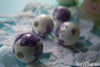 Accessories - 20 Pcs Of Hand Painted Chinese Purple Flower Ceramic Round Beads 12mm A2388