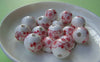 Accessories - 20 Pcs Of Hand Painted Chinese Red Peony Flower Ceramic Round Beads 12mm A1890