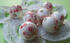 Accessories - 20 Pcs Of Hand Painted Chinese Red Peony Flower Ceramic Round Beads 12mm A1890