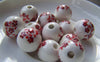Accessories - 20 Pcs Of Hand Painted Lovely Red Flower Chinese Ceramic Beads 12mm A2733