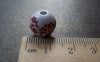 Accessories - 20 Pcs Of Hand Painted Lovely Red Flower Chinese Ceramic Beads 12mm A2733