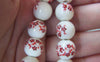 Accessories - 20 Pcs Of Hand Painted Lovely Red Flower Chinese Ceramic Beads 12mm A2733