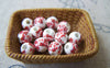 Accessories - 20 Pcs Of Hand Painted Lovely Red Flower Chinese Ceramic Beads 6mm A567