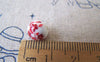 Accessories - 20 Pcs Of Hand Painted Lovely Red Flower Chinese Ceramic Beads 8mm A568