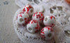 Accessories - 20 Pcs Of Hand Painted Lovely Red Flower Chinese Ceramic Beads 8mm A568