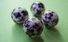 Accessories - 20 Pcs Of Hand Painted Purple Flower Chinese Ceramic Beads 12mm A1889