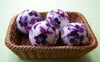Accessories - 20 Pcs Of Hand Painted Purple Flower Chinese Ceramic Beads 12mm A1889