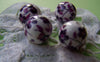 Accessories - 20 Pcs Of Hand Painted Purple Flower Chinese Ceramic Beads 12mm A1889