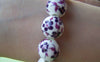 Accessories - 20 Pcs Of Hand Painted Purple Flower Chinese Ceramic Beads 12mm A1889