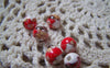 Accessories - 20 Pcs Of Hand Painted Red Flower Ceramic Beads 8mm A5156