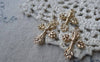 Accessories - 20 Pcs Of KC Gold Tone Flower Cross Charms 17x26mm A7587