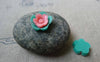 Accessories - 20 Pcs Of Resin Pink And Green Flower Cameo 13mm A5704