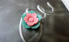 Accessories - 20 Pcs Of Resin Pink And Green Flower Cameo 13mm A5704