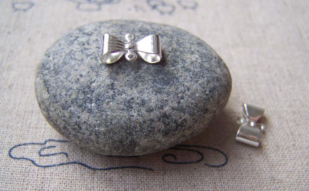 Accessories - 20 Pcs Of Silver Tone Bow Tie Knot Connector 7x12mm A4478
