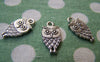 Accessories - 20 Pcs Of Tibetan Silver Antique Silver Lovely Owl Charms Double Sided 9x15mm A1851