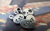 Accessories - 20 Pcs Of Tibetan Silver Antique Silver Rabbit And Panda Love Charms 18x20mm A5017