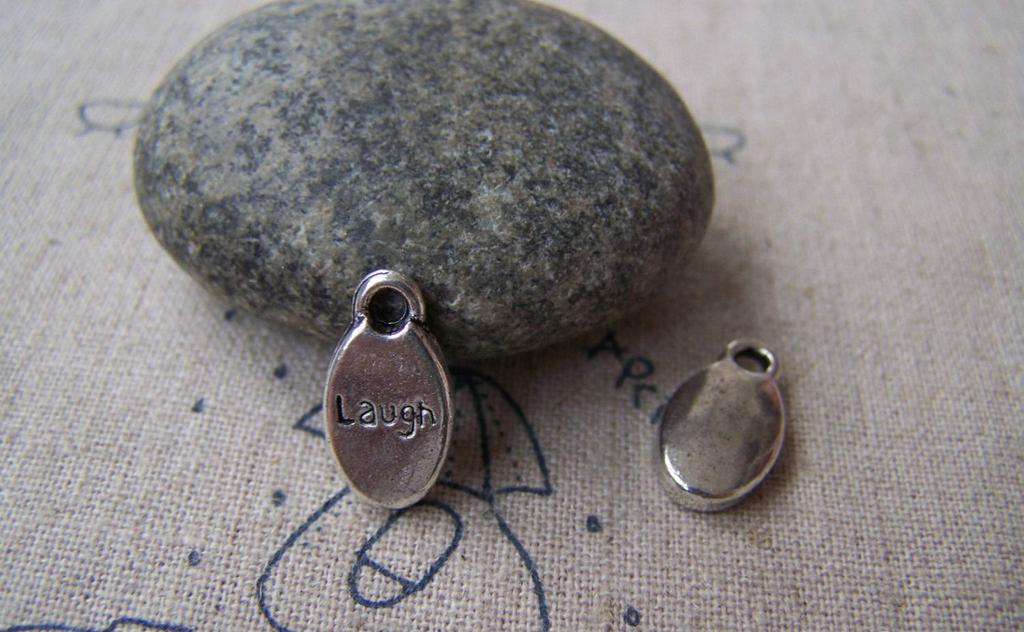 Accessories - 20 Pcs Of Tibetan Silver Oval Charms 8x15mm A1967
