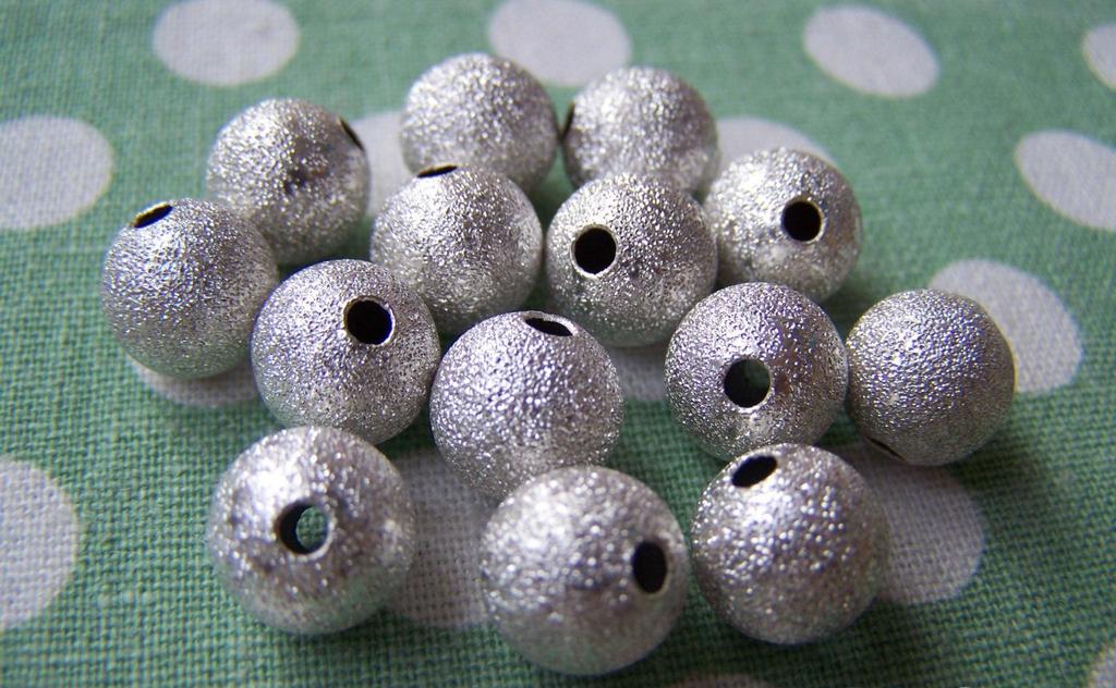 Accessories - 20 Pcs Silver Plated Sand Star Dust Beads Texured Beads 10mm A3861