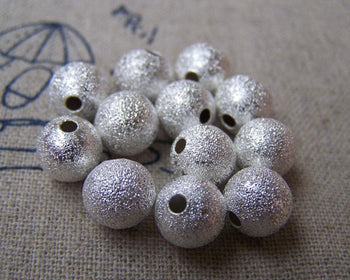 Accessories - 20 Pcs Silver Plated Sand Star Dust Beads Texured Beads  8mm A3864