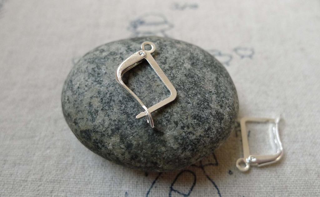 Accessories - 20 Pcs Silver Tone Brass Flat Diamond Earwire 12x20mm A6460